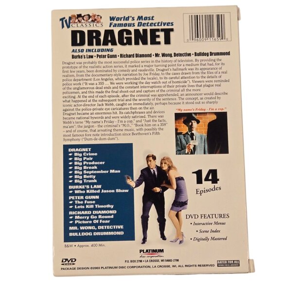 Tv Classics Dragnet The Worlds Most Famous Detectives 2 DVD Set 14 Episodes - Picture 2 of 10